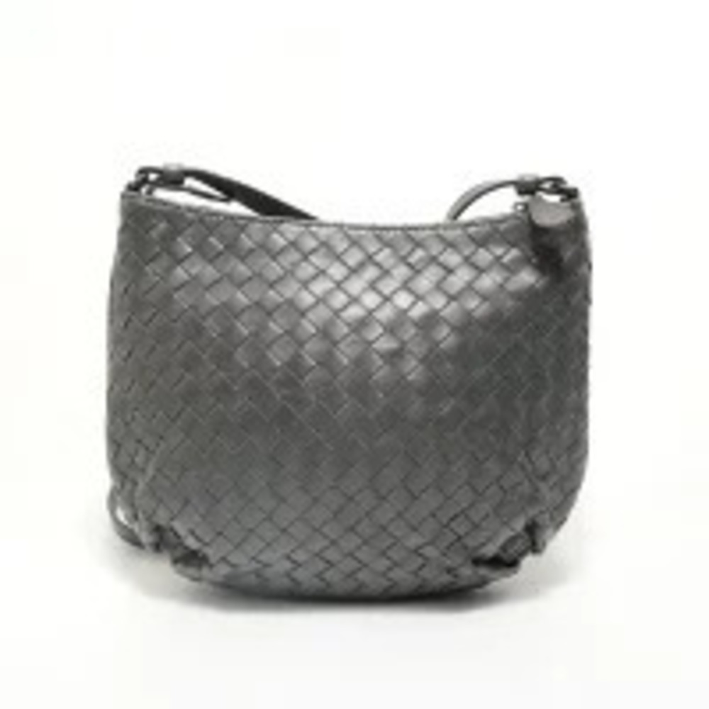 Bottega Veneta Intrecciato Shoulder Bag Gray